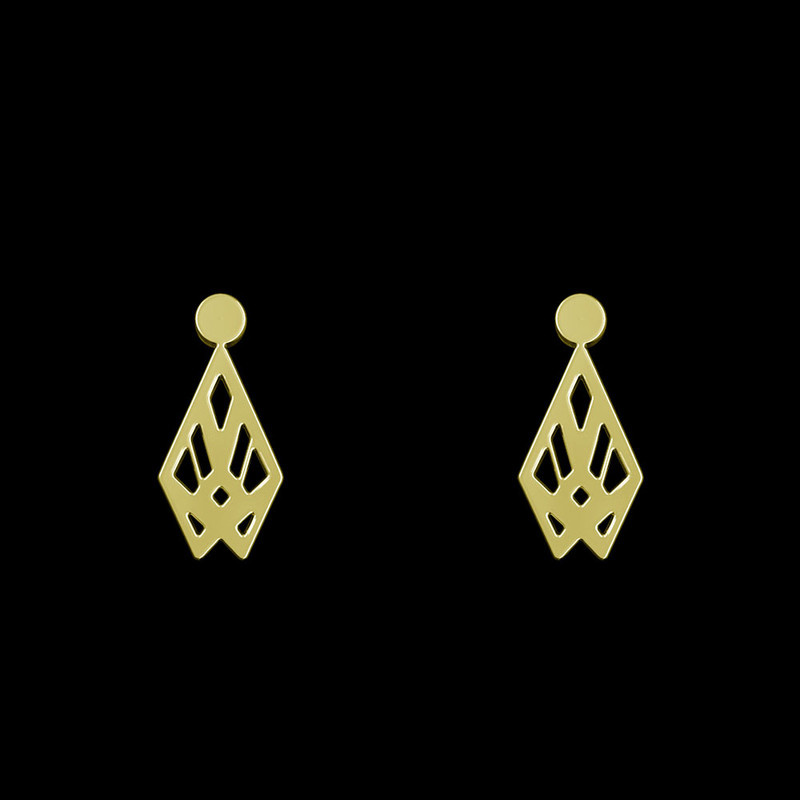 گوشواره طلا 18 عیار زنانه مدوپد مدل هندسی کد GA1-14884