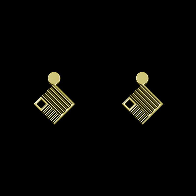 گوشواره طلا 18 عیار زنانه مدوپد مدل هندسی کد GA1-14898