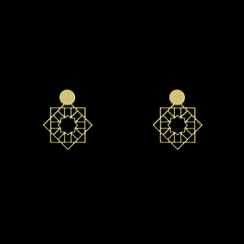 گوشواره طلا 18 عیار زنانه مدوپد مدل هندسی کد GA1-14933