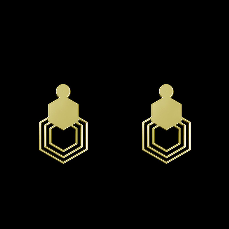 گوشواره طلا 18 عیار زنانه مدوپد مدل هندسی کد GA1-14971