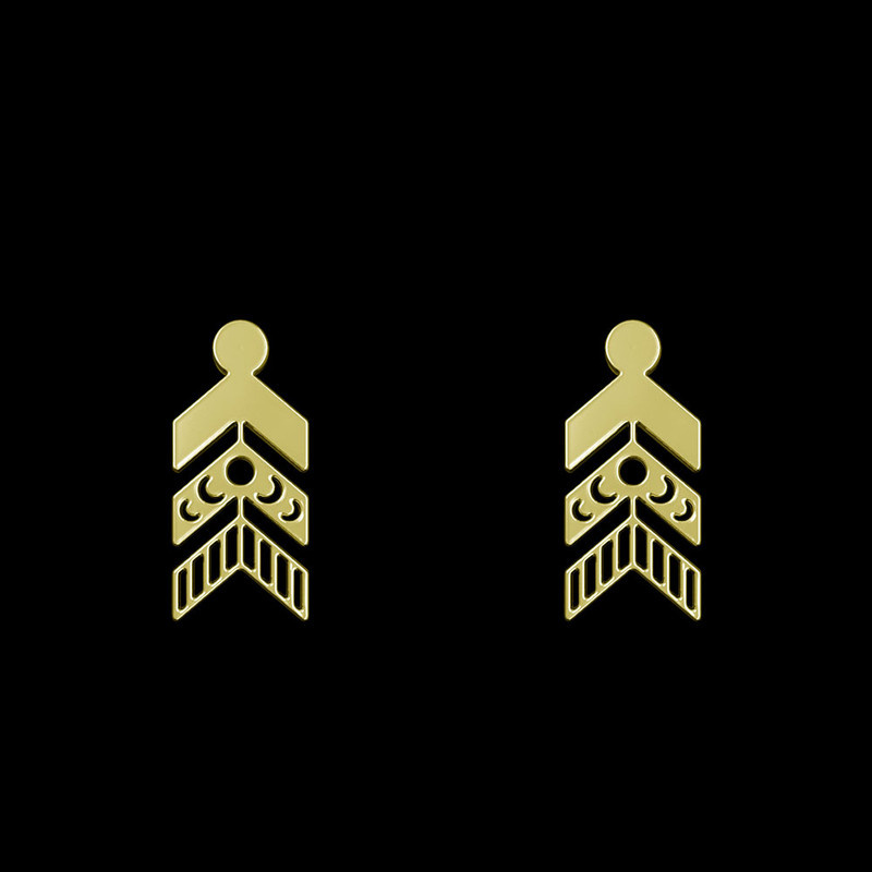 گوشواره طلا 18 عیار زنانه مدوپد مدل هندسی کد GA1-14982