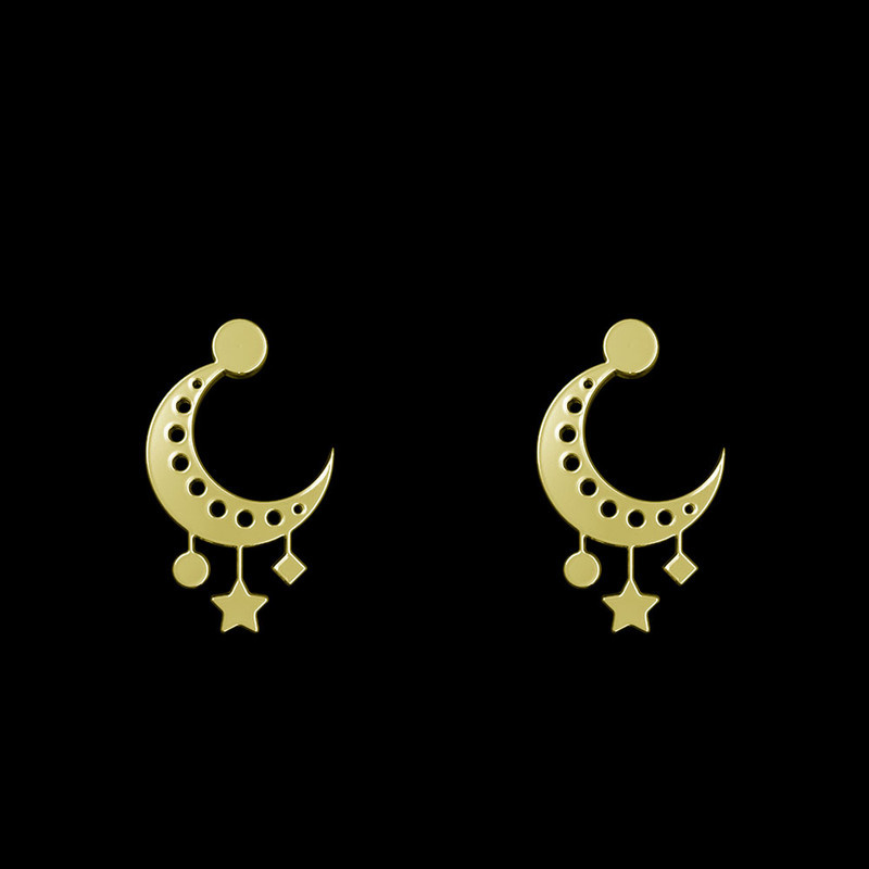 گوشواره طلا 18 عیار زنانه مدوپد مدل ماه کد GA1-15039