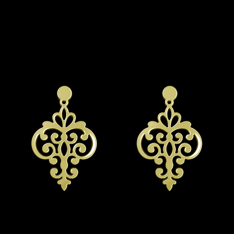 گوشواره طلا 18 عیار زنانه مدوپد مدل هندسی کد GA1-15100