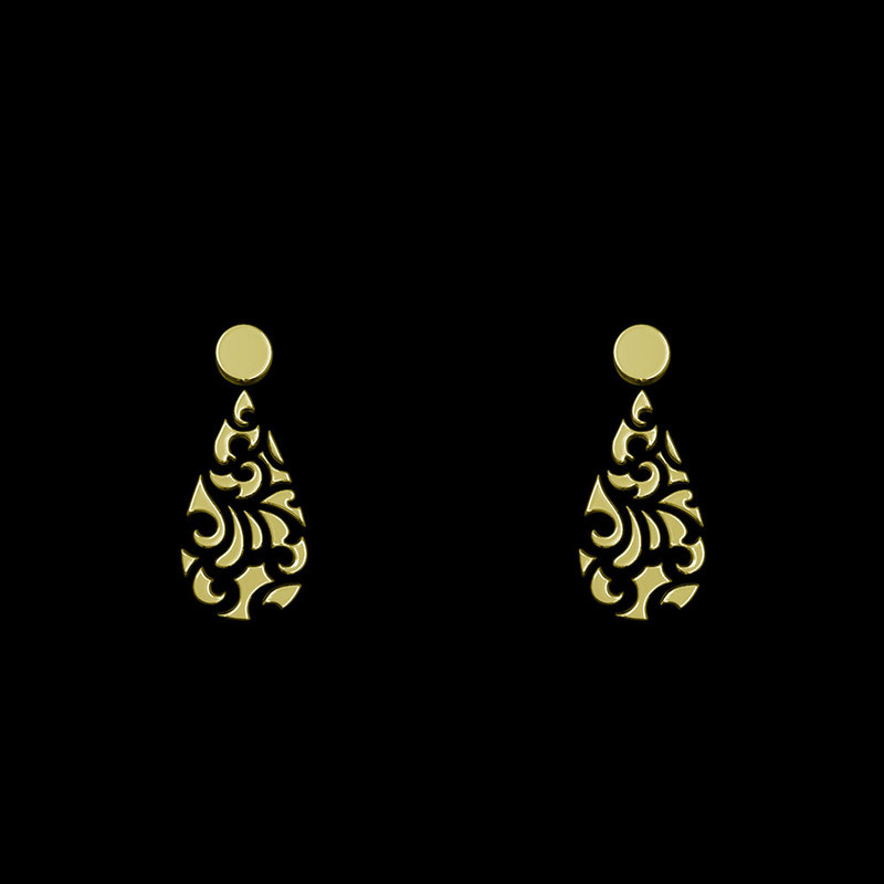 گوشواره طلا 18 عیار زنانه مدوپد مدل هندسی کد GA1-15184