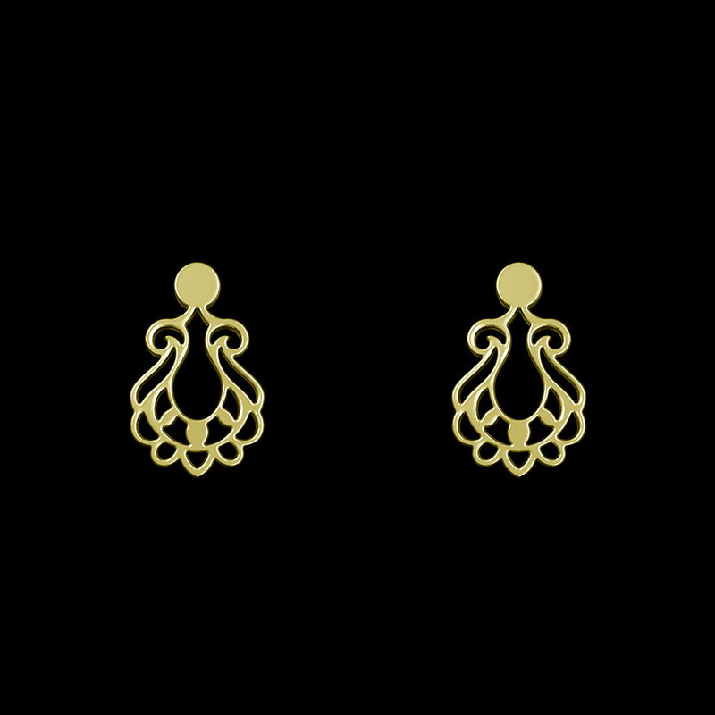 گوشواره طلا 18 عیار زنانه مدوپد مدل اسلیمی کد GA1-15299