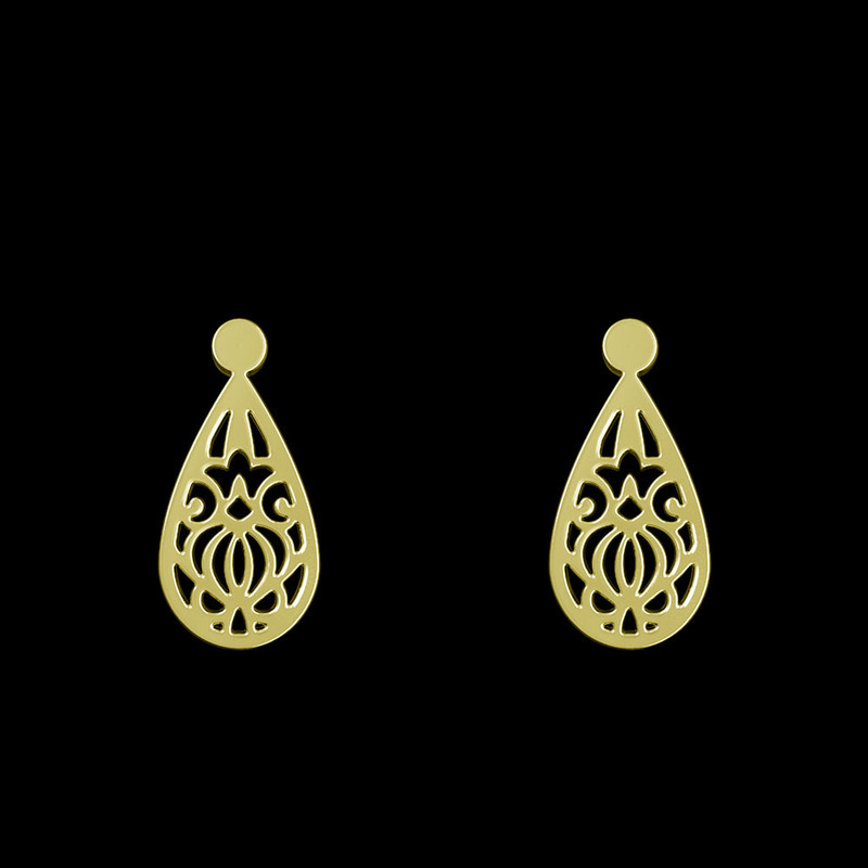 گوشواره طلا 18 عیار زنانه مدوپد مدل اسلیمی کد GA1-15340