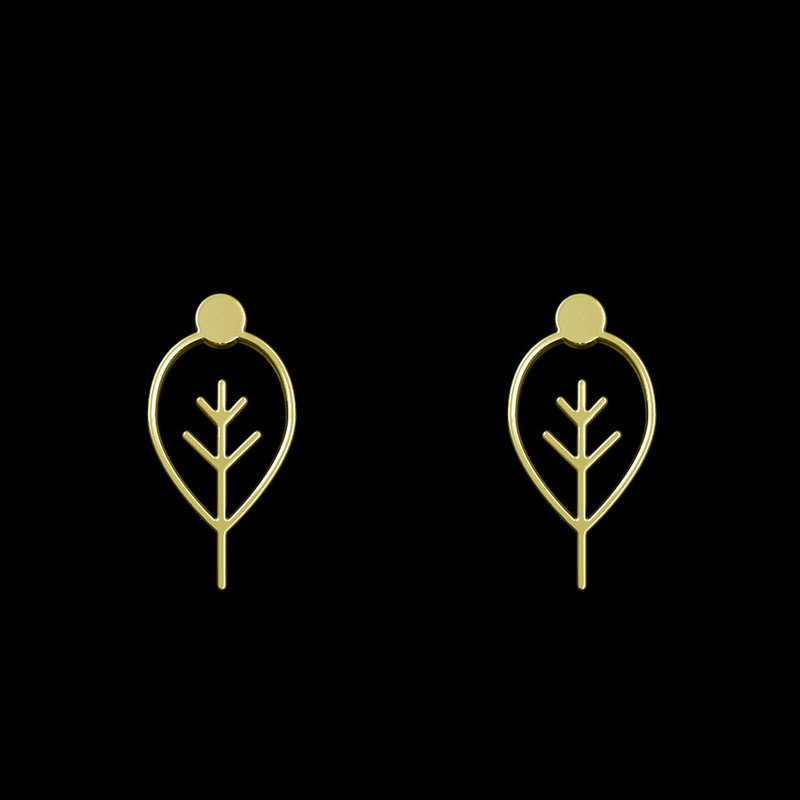 گوشواره طلا 18 عیار زنانه مدوپد مدل برگ کد GA1-16021