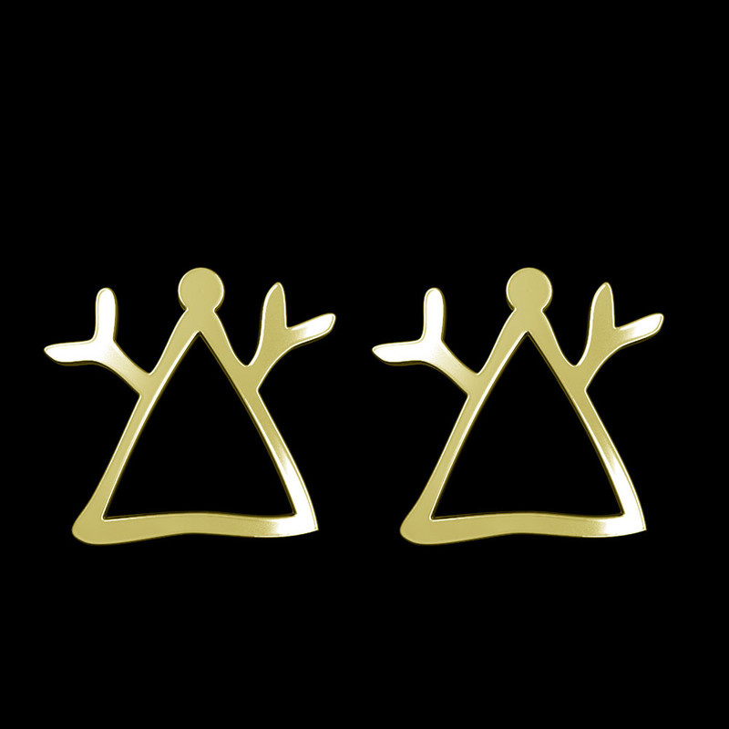 گوشواره طلا 18 عیار زنانه مدوپد مدل هندسی کد GA1-16196