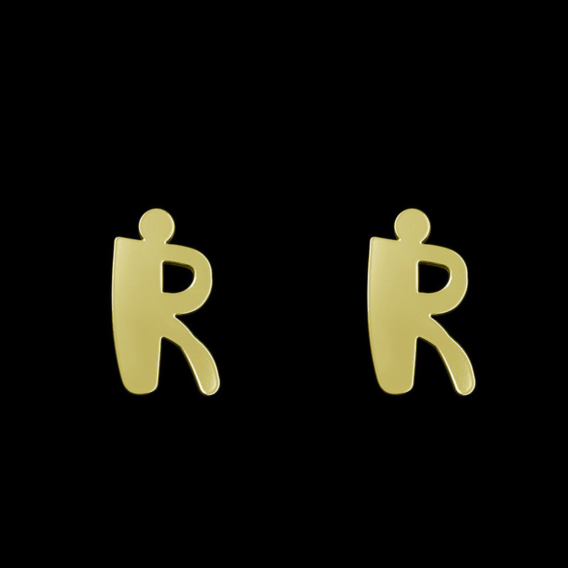 گوشواره طلا 18 عیار زنانه مدوپد مدل حرف R کد GA1-16649