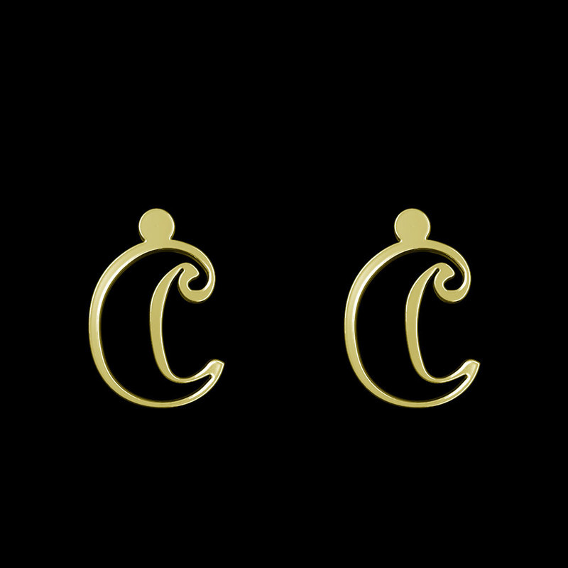 گوشواره طلا 18 عیار زنانه مدوپد مدل حرف C کد GA1-16683