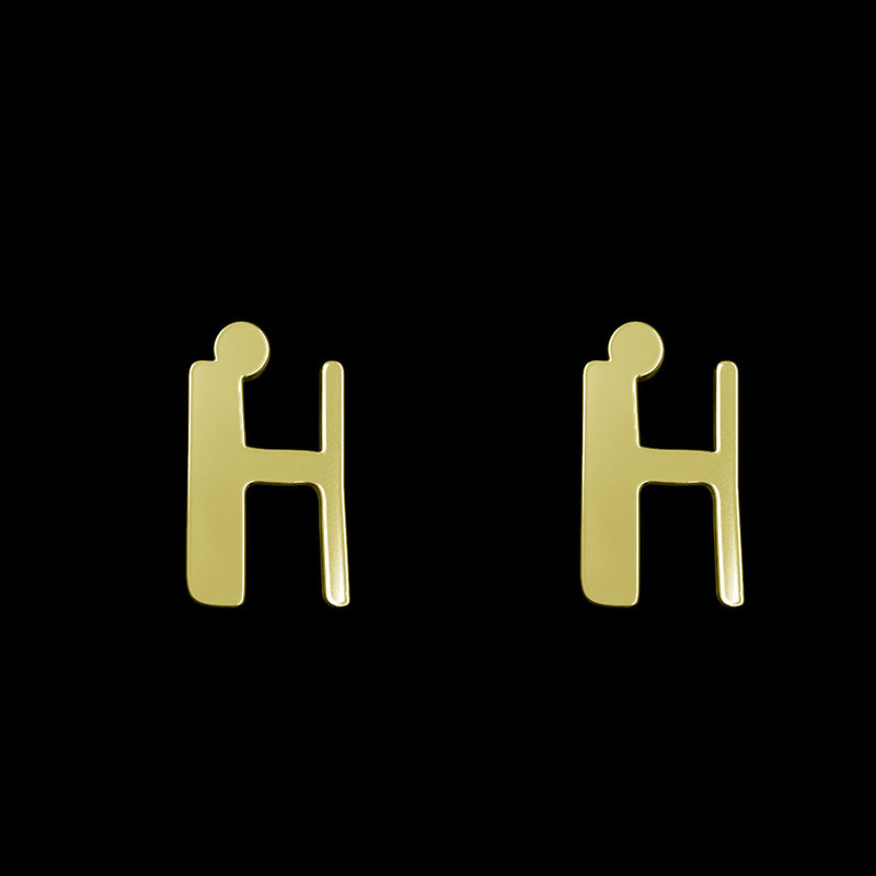 گوشواره طلا 18 عیار زنانه مدوپد مدل حرف H کد GA1-16714