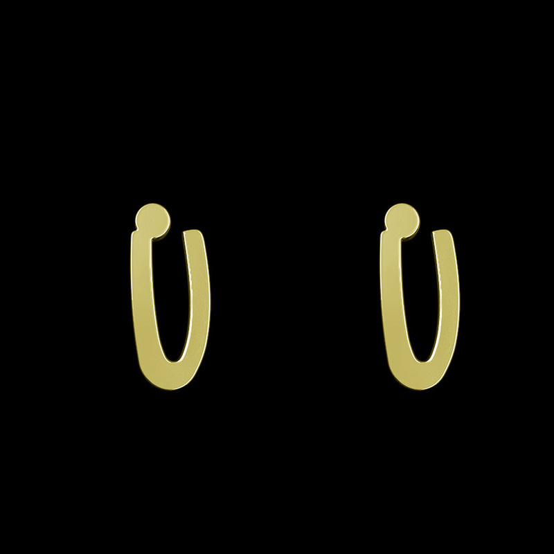 گوشواره طلا 18 عیار زنانه مدوپد مدل حرف U کد GA1-16753