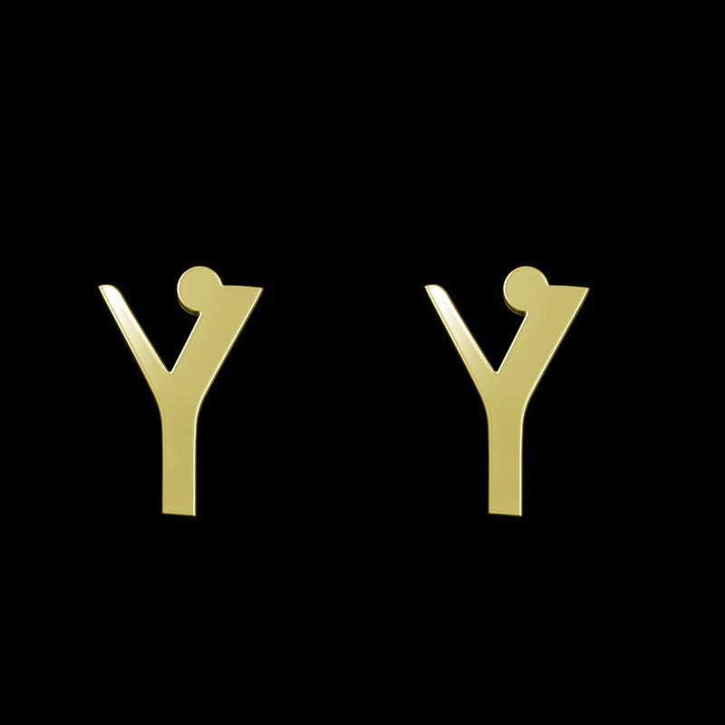 گوشواره طلا 18 عیار زنانه مدوپد مدل حرف Y کد GA1-16859