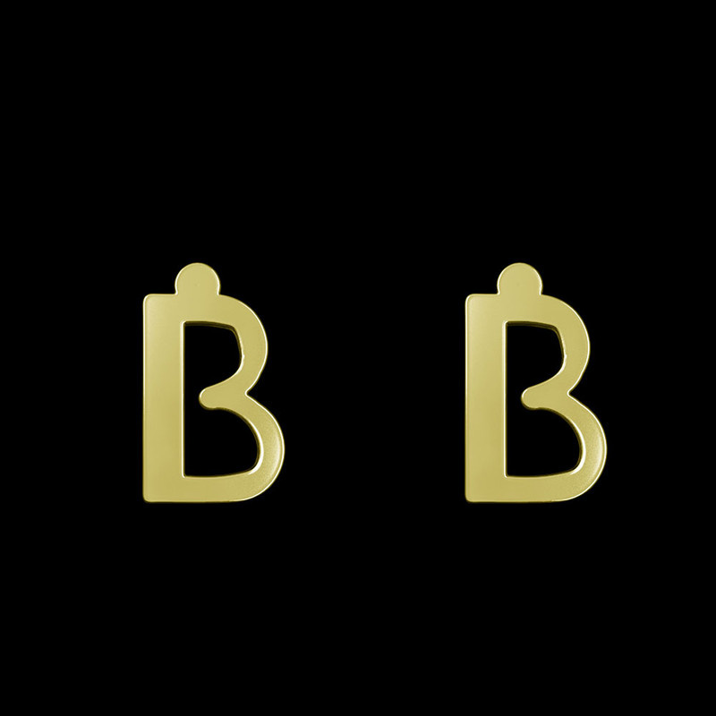 گوشواره طلا 18 عیار زنانه مدوپد مدل حرف B کد GA1-16888