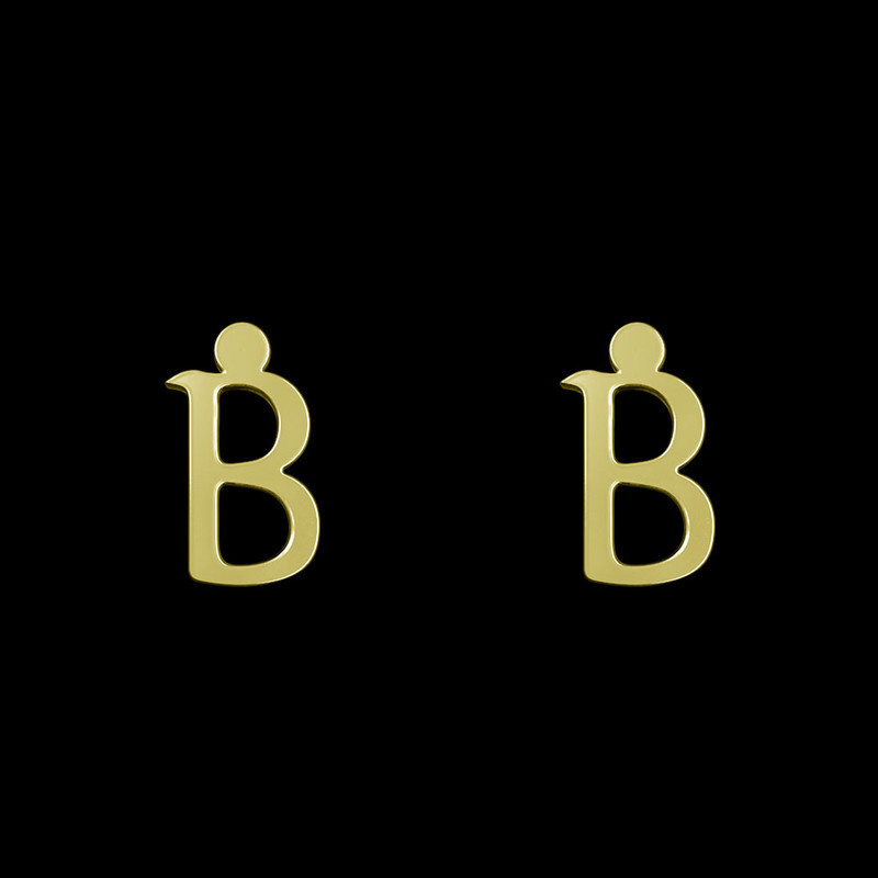 گوشواره طلا 18 عیار زنانه مدوپد مدل حرف B کد GA1-16914