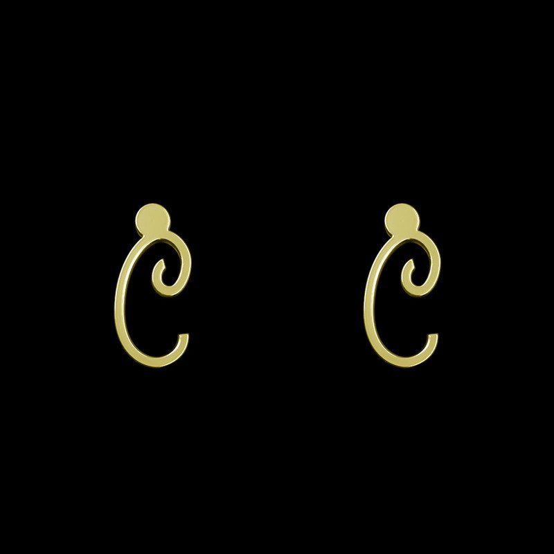 گوشواره طلا 18 عیار زنانه مدوپد مدل حرف C کد GA1-17019