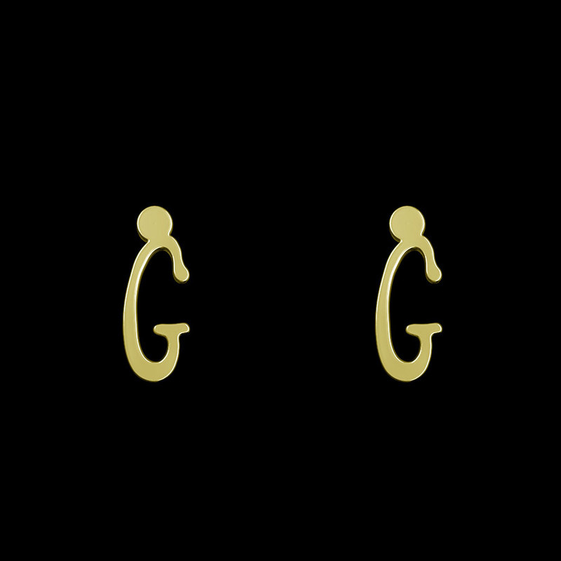 گوشواره طلا 18 عیار زنانه مدوپد مدل حرف G کد GA1-17075