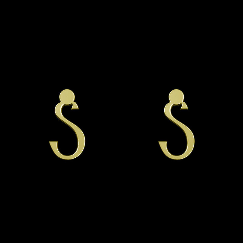 گوشواره طلا 18 عیار زنانه مدوپد مدل حرف S کد GA1-17139