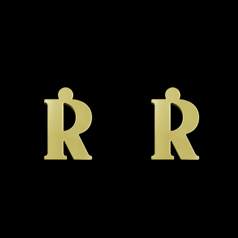 گوشواره طلا 18 عیار زنانه مدوپد مدل حرف R کد GA1-17164