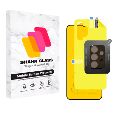 گلس گوشی سامسونگ Galaxy A32 5G شهر گلس مدل 3FNF به همراه محافظ پشت گوشی و محافظ لنز دوربین