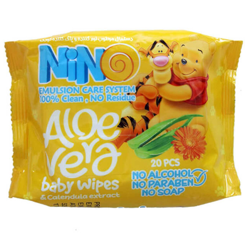 دستمال مرطوب کودک نینو مدل Aloevera بسته 20 عددی دستمال مرطوب کودک نینو مدل Aloevera بسته 20 عددی