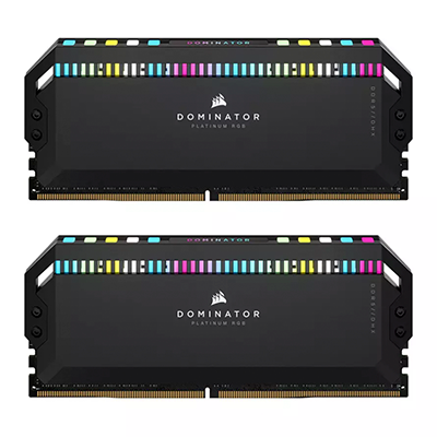 رم کامپیوتر DDR5 دو کاناله 5200 مگاهرتز CL40 کورسیر مدل Dominator Platinum RGB ظرفیت 64 گیگابایت