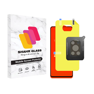 گلس شیائومی Poco X3 شهر گلس مدل 3FNF به همراه محافظ لنز دوربین و محافظ پشت گوشی