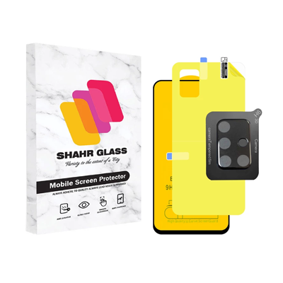 گلس گوشی سامسونگ Galaxy A71 شهر گلس مدل 3FNF به همراه محافظ لنز دوربین و محافظ پشت گوشی