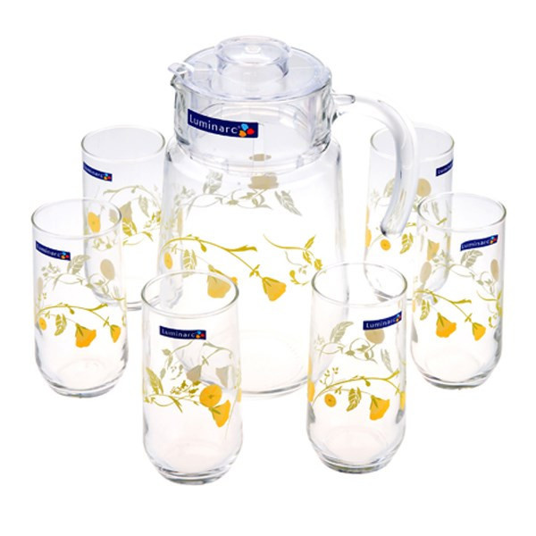 ست پارچ و لیوان 7 پارچه لومینارک مدل Bahamas Moody Yellow کد J1391