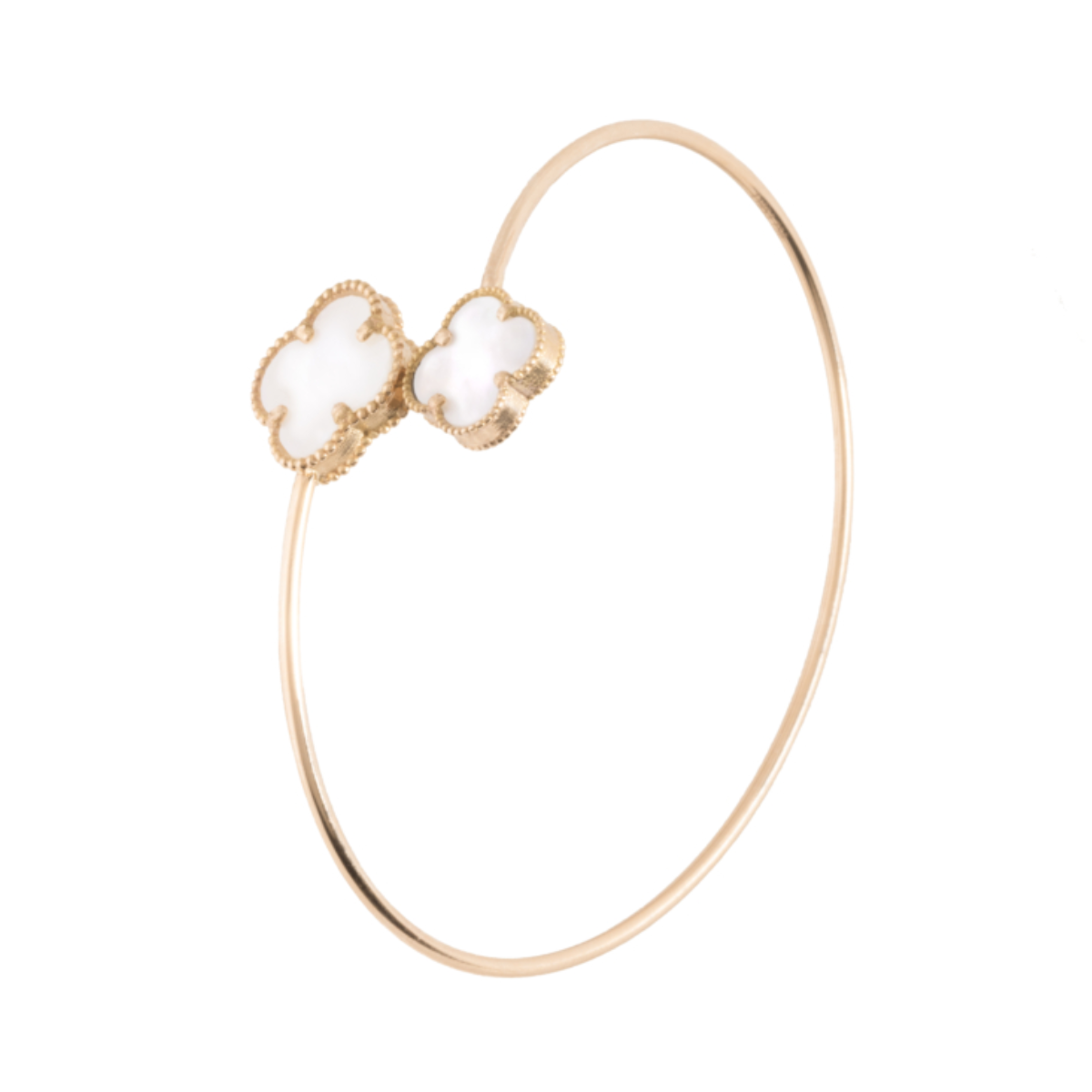 دستبند طلا زنانه سور گالری مدل بنگل ونکلیف دو گل سفید-small-image