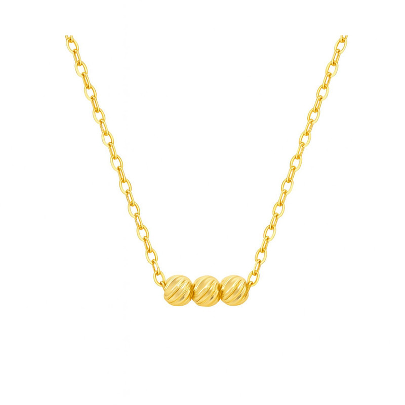 گردنبند طلا 18 عیار زنانه با زنجیر حلقهای (فلامینگو) گالری قو طلایی مدل سه گوی البرنادو