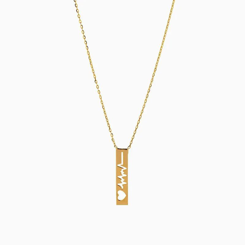 گردنبند طلا با طرح حلقهای (فلامینگو) 18 عیار زنانه گالری قو طلایی مدل ضربان قلب مستطیلی گردنبند طلا با طرح حلقهای (فلامینگو) 18 عیار زنانه گالری قو طلایی مدل ضربان قلب مستطیلی