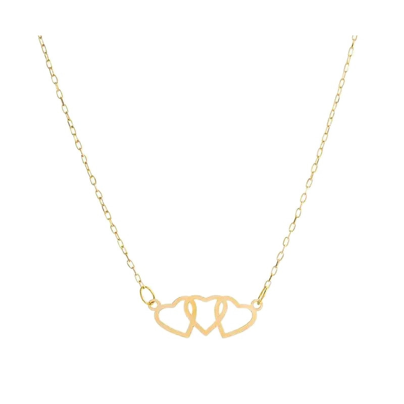 گردنبند طلا با طرح حلقهای (فلامینگو) 18 عیار زنانه گالری قو طلایی مدل سه قلب کج گردنبند طلا با طرح حلقهای (فلامینگو) 18 عیار زنانه گالری قو طلایی مدل سه قلب کج