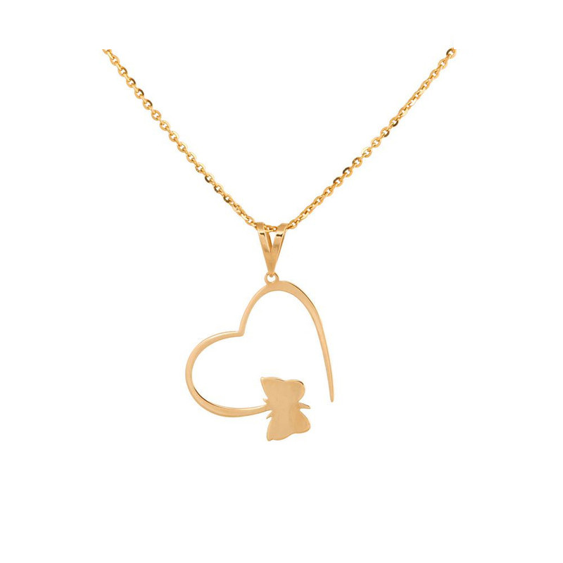 گردنبند طلا با طرح فلامینگو (حلقهای) 18 عیار زنانه گالری قو طلایی مدل پروانه و قلب گردنبند طلا با طرح فلامینگو (حلقهای) 18 عیار زنانه گالری قو طلایی مدل پروانه و قلب