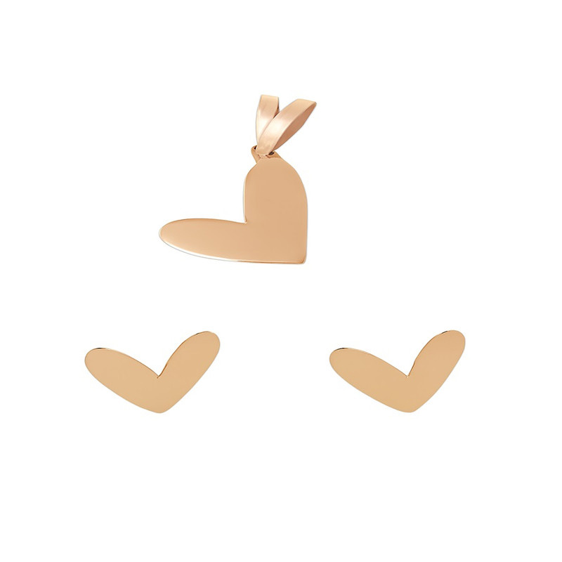 نیم ست طلا 18 عیار زنانه گالری قو طلایی مدل قلب مینیمال