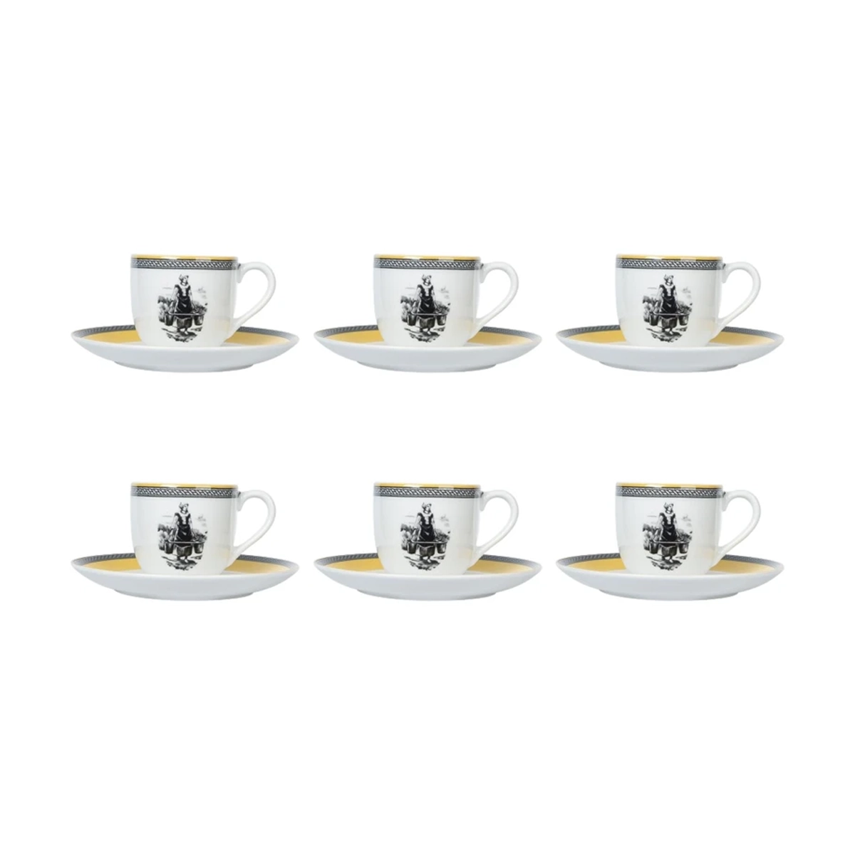 ست فنجان و نعلبکی 12 پارچه 6 نفره چینی زرین ایران مدل قهوه ایتالیا 6 ویلیج درجه عالی-small-image