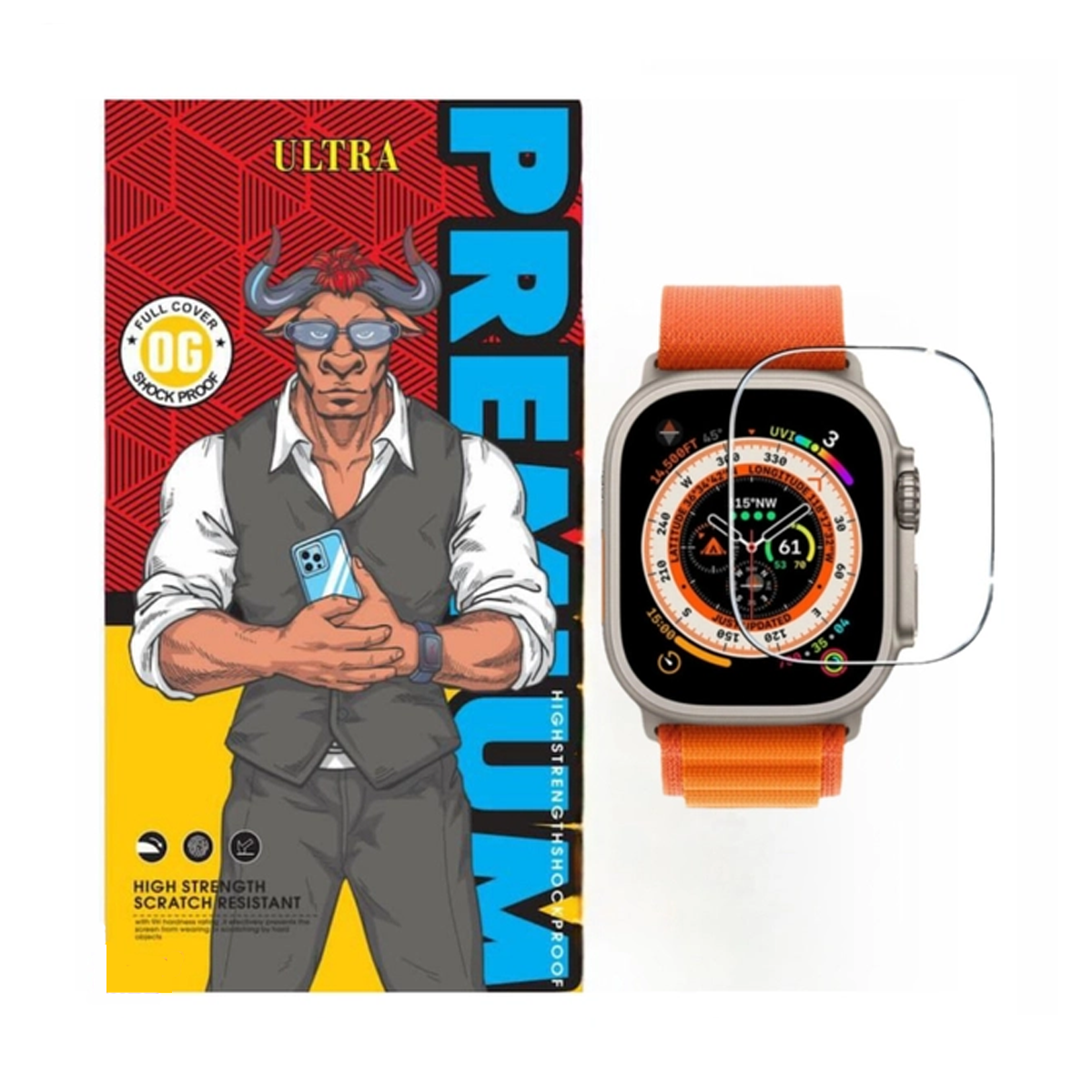 محافظ صفحه نمایش ساعت هوشمند اولترا مدل FULL GLUE مناسب اپل واچ سری 11 سایز 46 میلی متر