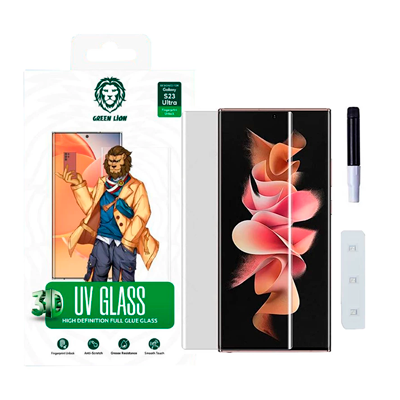 گلس گوشی سامسونگ Galaxy S23 Ultra گرین لاین مدل 3D UV-GLASS