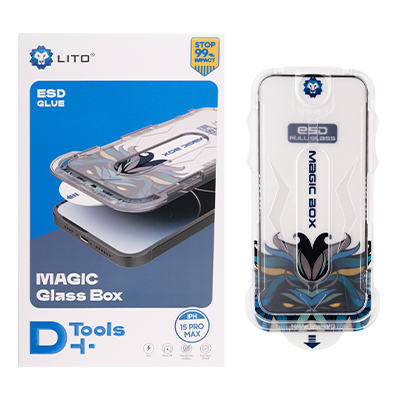 گلس گوشی اپل iPhone 15 Pro Max لیتوو مدل D+ Tools Magic Glass Box به همراه کیت نصب