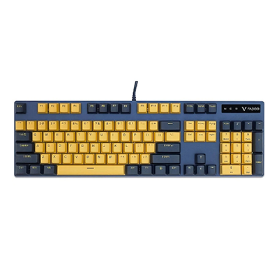 کیبورد گیمینگ رپو مدل V500 PRO Yellow Blue Edition سوئیچ آبی