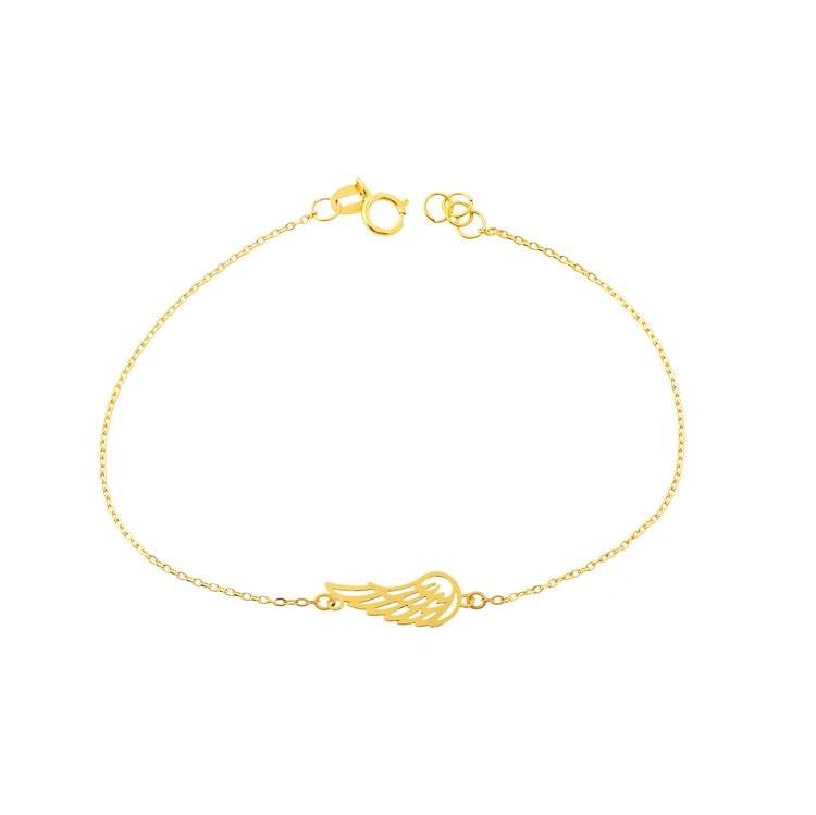 دستبند زنجیری طلا 18عیار اپال گلد مدل تک بال فرشته F32