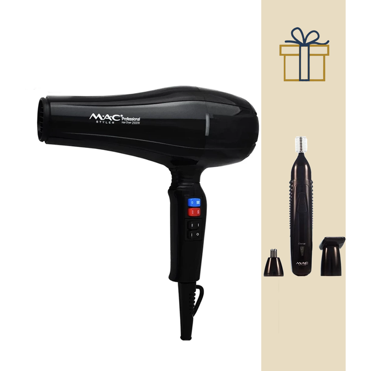 سشوار مک استایلر مدل MC-6688 به همراه موزن گوش و بینی مدل MC-8809-small-image