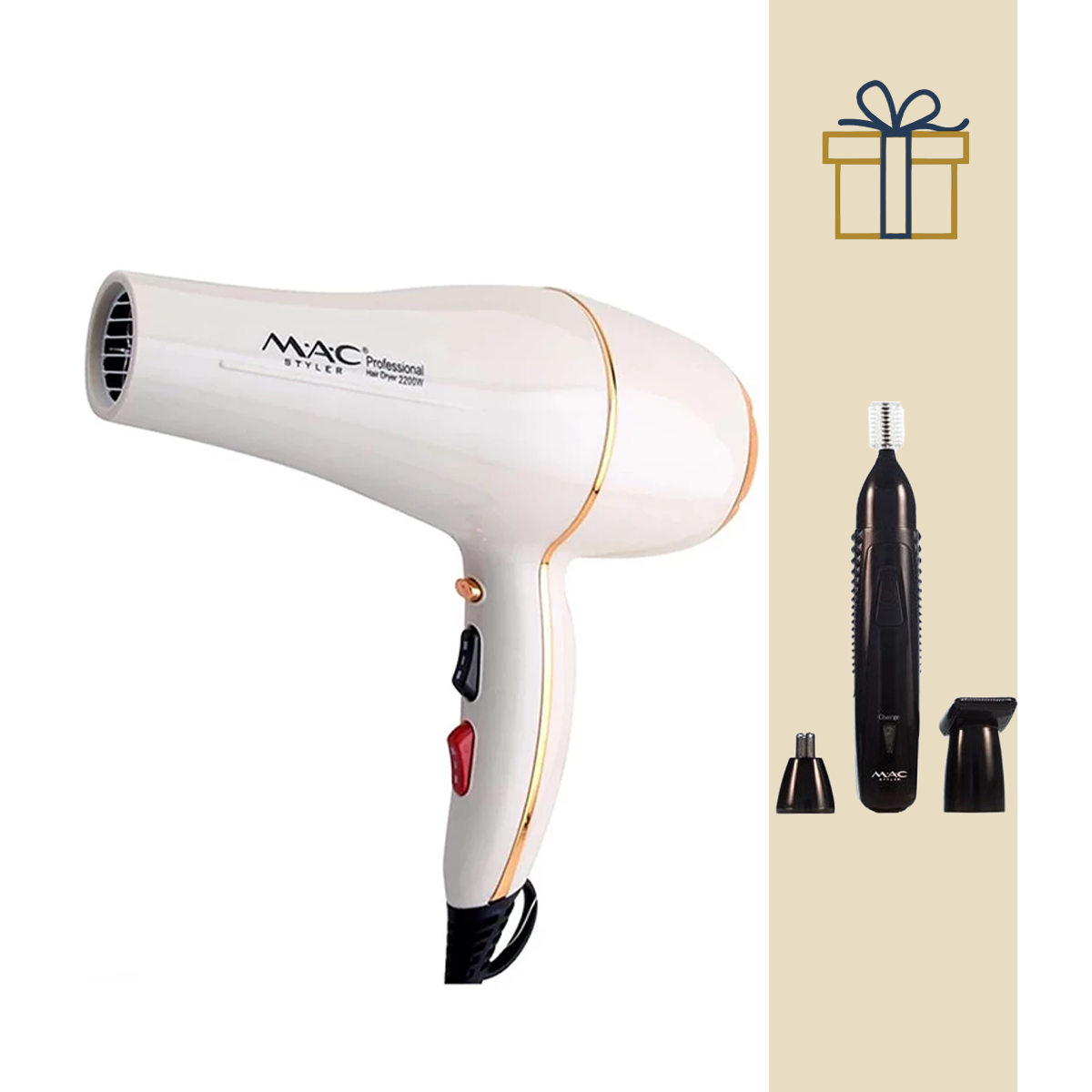 سشوار مک استایلر مدل MC-6689 به همراه موزن گوش و بینی مدل MC-8809-small-image