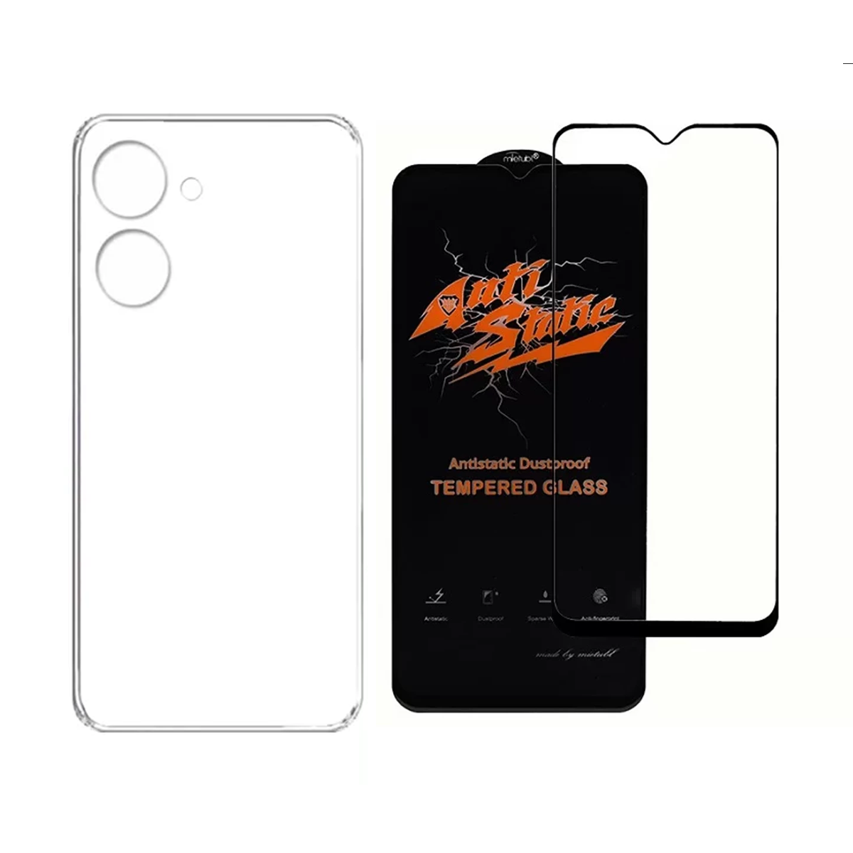 کاور گوشی شیائومی Redmi 13C مدل ژله ای به همراه گلس میتوبل مدل Anti Static