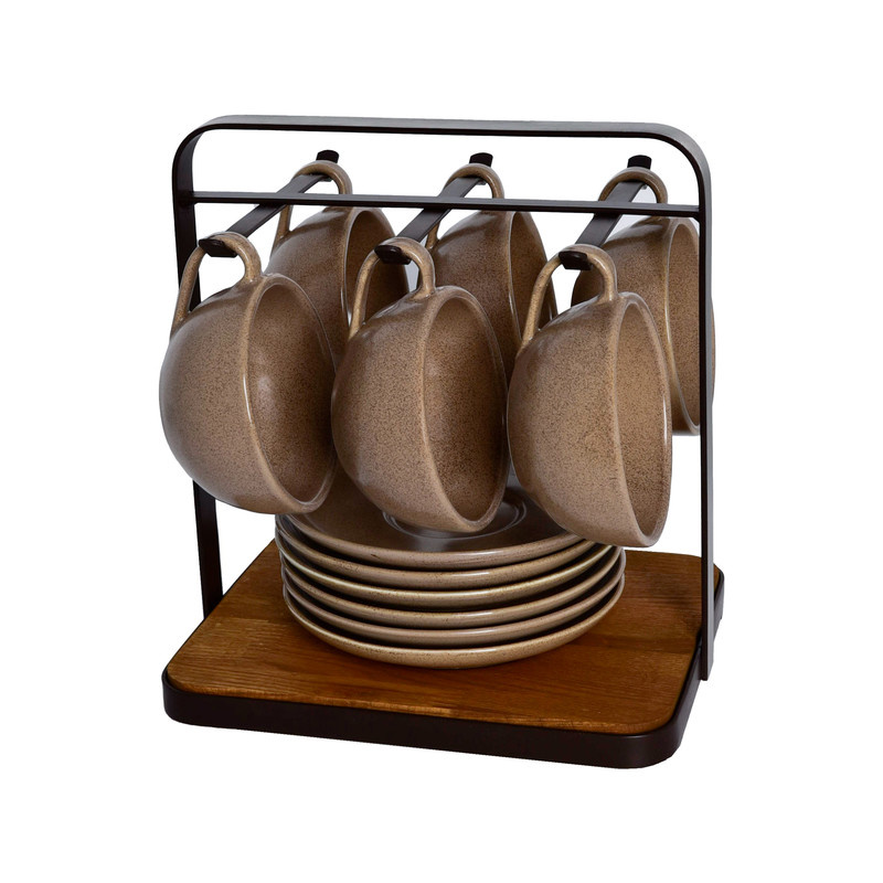 فنجان و نعلبکی بی.وی.کی طرح مجستیک کد 452613 مجموعه 6 عددی همراه با استند