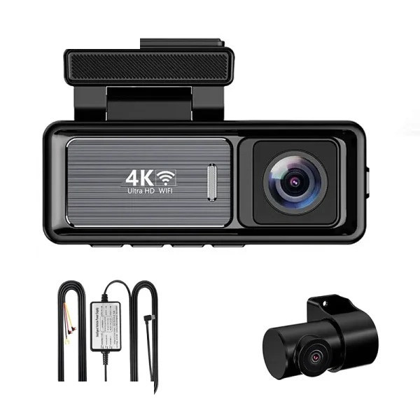 دوربین ثبت وقایع خودرو اتوویژن مدل 4kUHD به همراه دوربین عقب و رم 64 گیگ بایت و کیت برق مستقیم