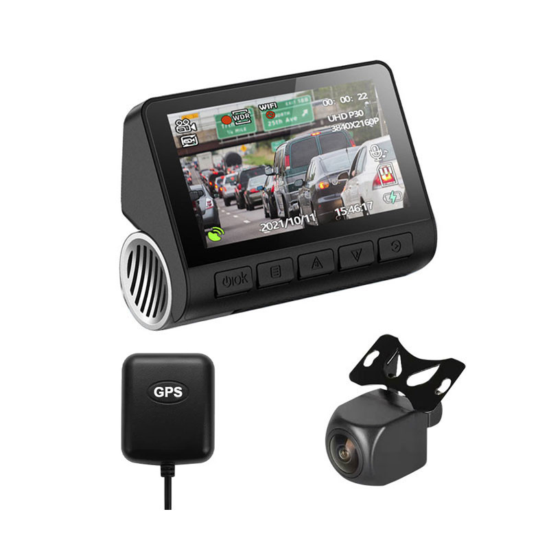دوربین ثبت وقایع خودرو اتوویژن مدل HIS-4K-WiFi+GPS به همراه دوربین عقب و GPS
