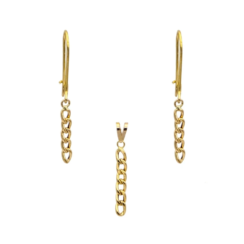 نیم ست طلا 18 عیار زنانه کارتیه کارتیر آویز و گوشواره کد 590