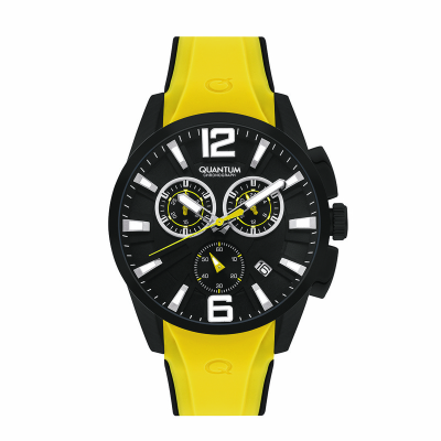 ساعت مچی مردانه کوانتوم مدل PWG1076.654 بند رابر زرد