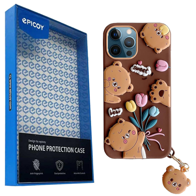 کاور گوشی اپل iPhone 12 Pro Max اپیکوی مدل Chubby Bear به همراه آویز